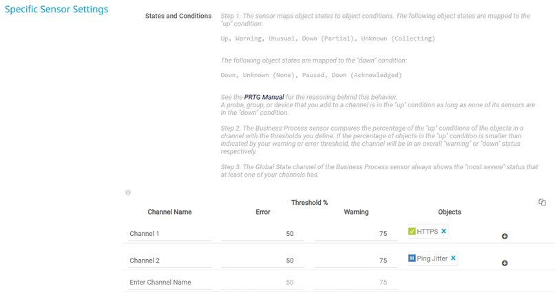 Specific Sensor Settings