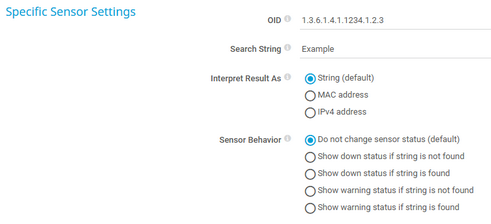 Specific Sensor Settings